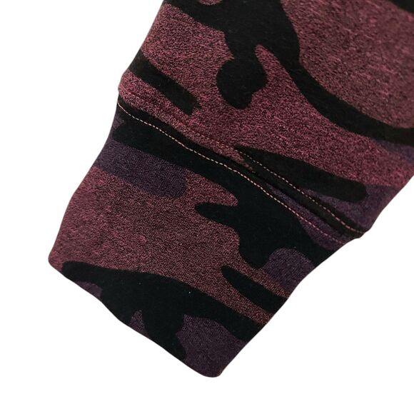 Sundry Hoodie Womens XS Oversized Plum Camo Stretch Slouchy  Boyfriend - Picture 6 of 11